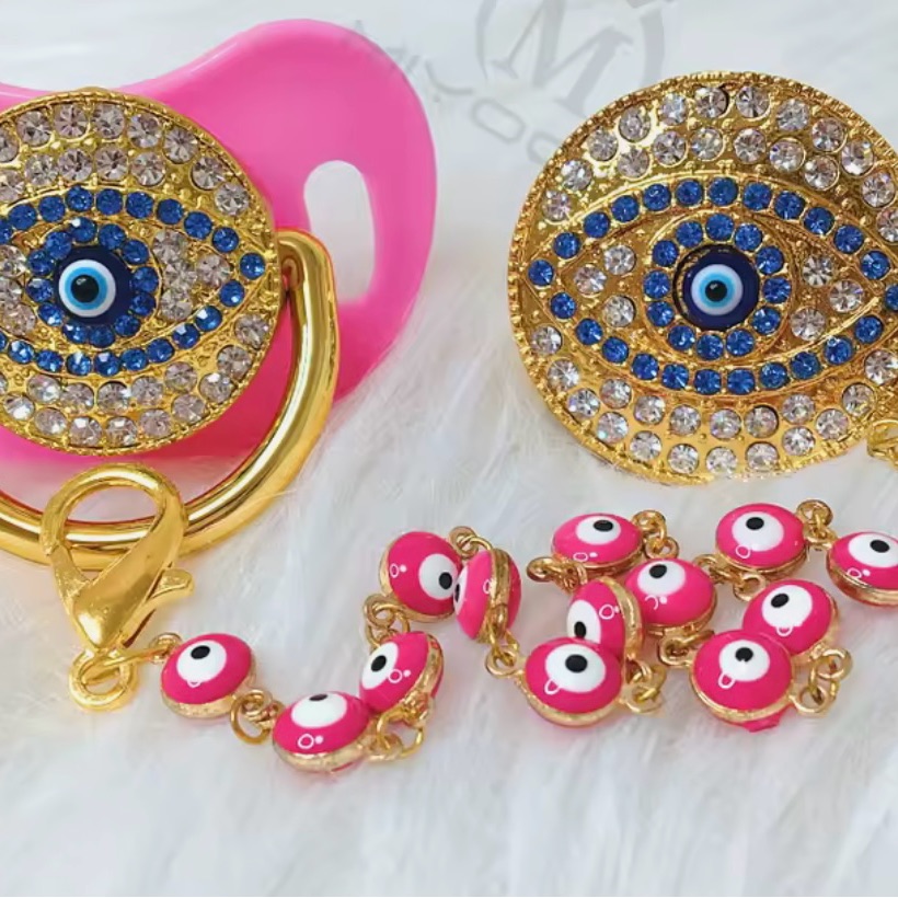 Gold Evil Eye Keychain And Pink Charms